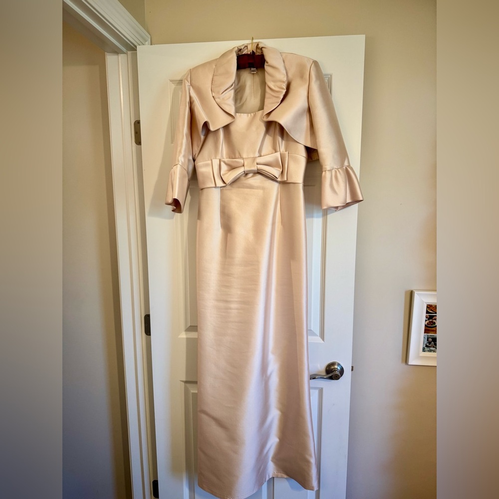 Frascara Silk Gown with Jacket Champagne Blush Size 10